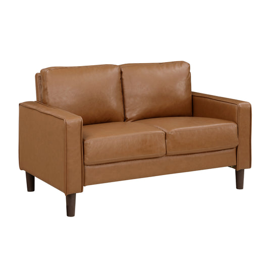 Malcolm brown faux leather loveseat
