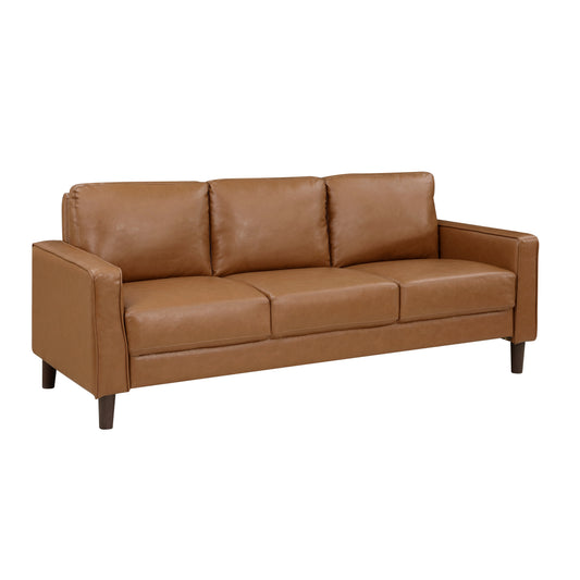 Malcolm brown faux leather sofa