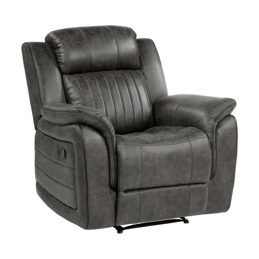 Centeroak reclining chair in gray microfiber
