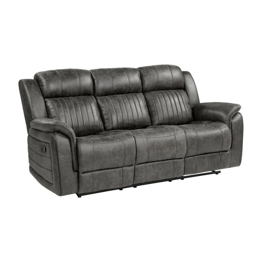 Centeroak reclining sofa in gray microfiber