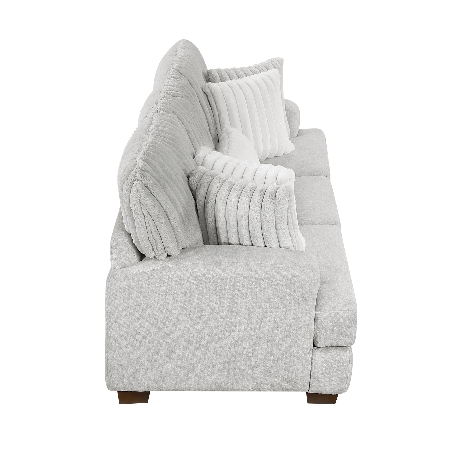 Top-down perspective of the Santiago Collection sofa, emphasizing the spacious seating area and channel-tufted design – available at Paty Furniture in Tacoma, Kent, and Burien.