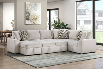 Myrtle Collection sectional sofa with pull-out bed extended, showcasing the sleeping area and multi-functional design – available at Paty Furniture in Tacoma, Kent, and Burien.