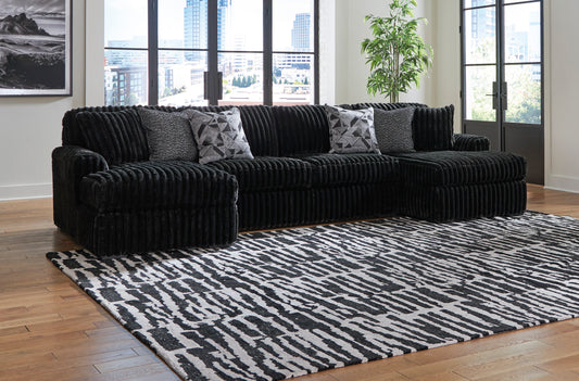 Midnight-Madness 3-piece sectional with chaise in black