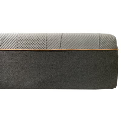 Profile of 14-inch mattress with layered construction including copper gel foam and charcoal-infused base for support and hygiene
