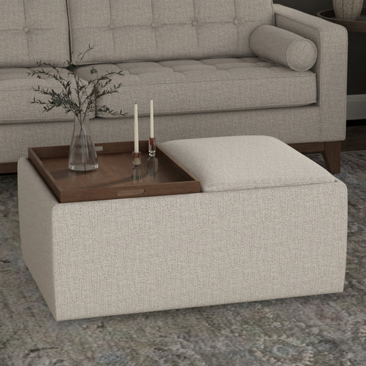 Presley Storage Ottoman - Flax