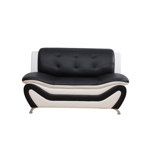 Bryant loveseat in black and white faux leather