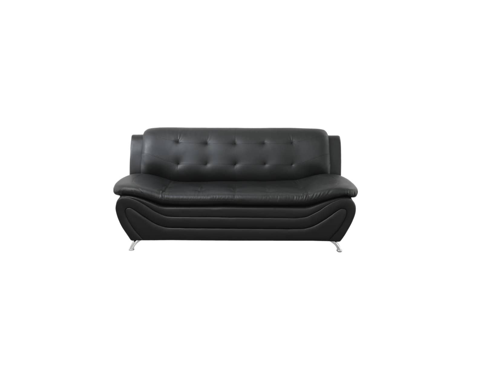 Black leather sofa on a white background