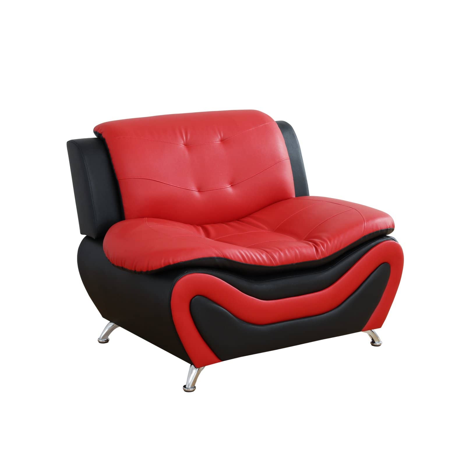 Red and black leather armchair on a white background