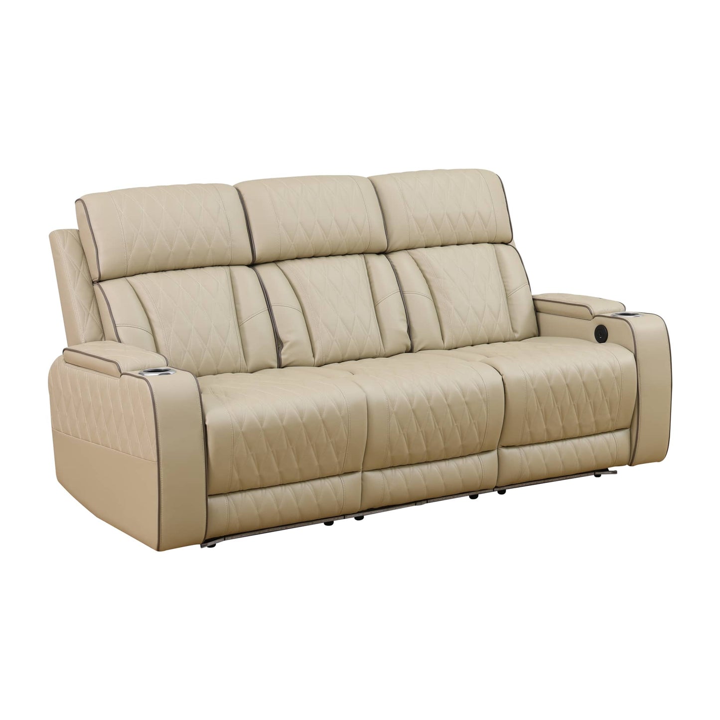 Beige reclining sofa on a white background