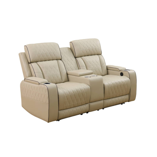 Aurora Luxe Power Reclining Loveseat in Beige