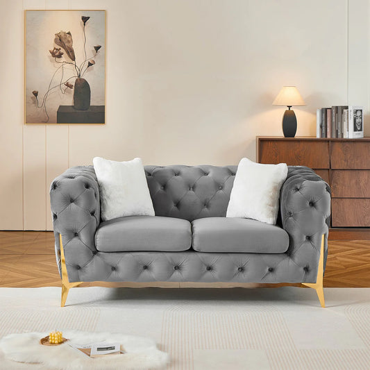 Sloane gray velvet Chesterfield loveseat