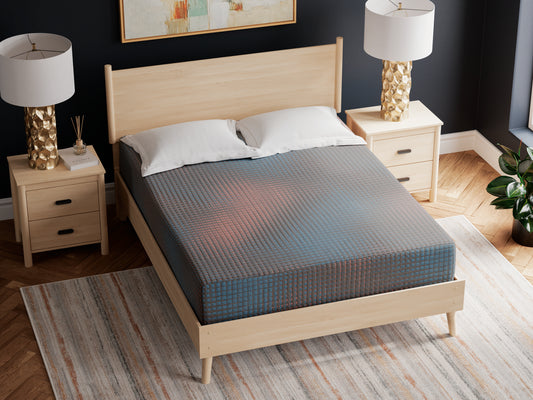 13-inch hybrid mattress with firm support, wrapped coil unit, and breathable convoluted foam – Queen size shown

