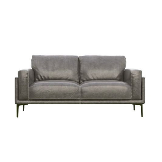 Stella Charcoal Leather Loveseat - Charcoal