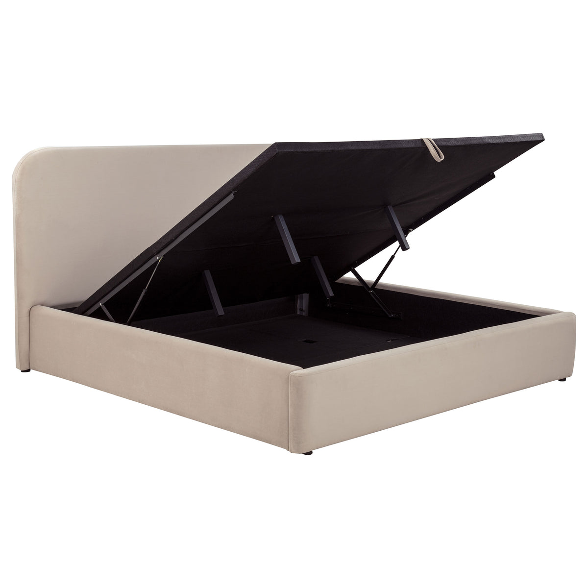 Anders beige upholstered lift-storage platform bed