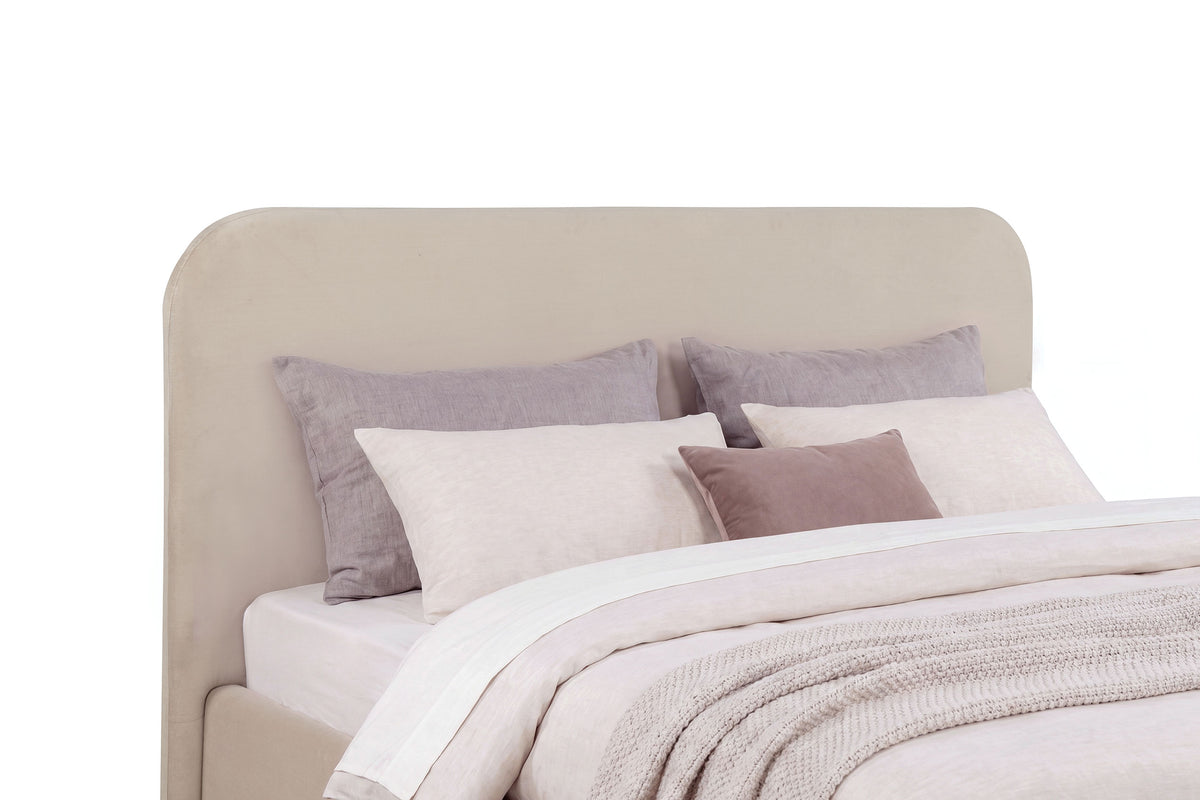Anders beige upholstered lift-storage bed detail view 8