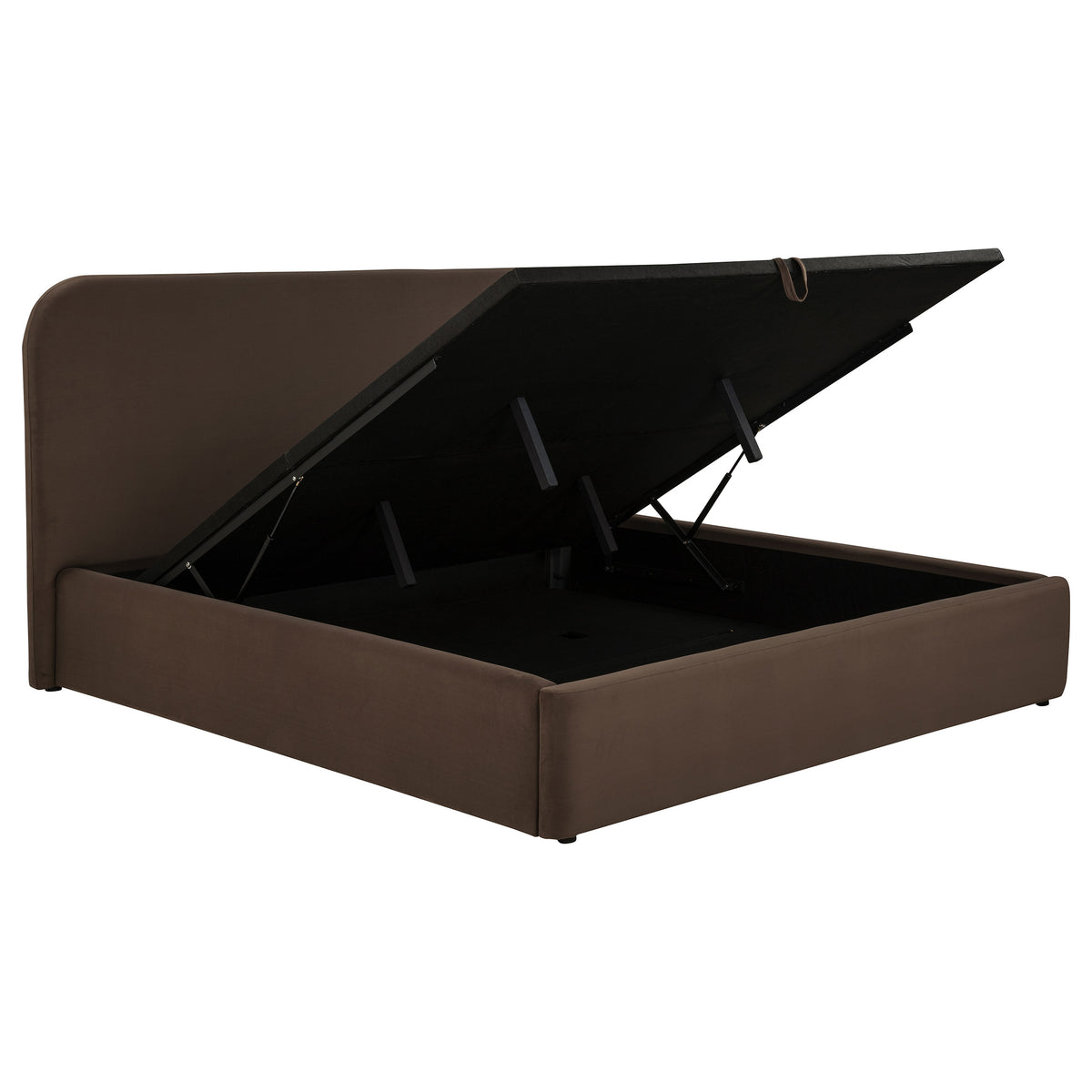 Anders chocolate upholstered lift-storage platform bed