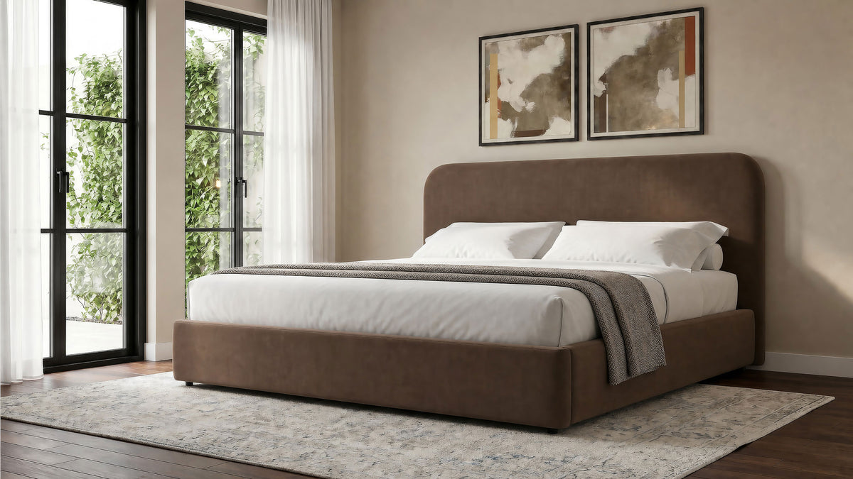Anders chocolate upholstered lift-storage bed detail view 2