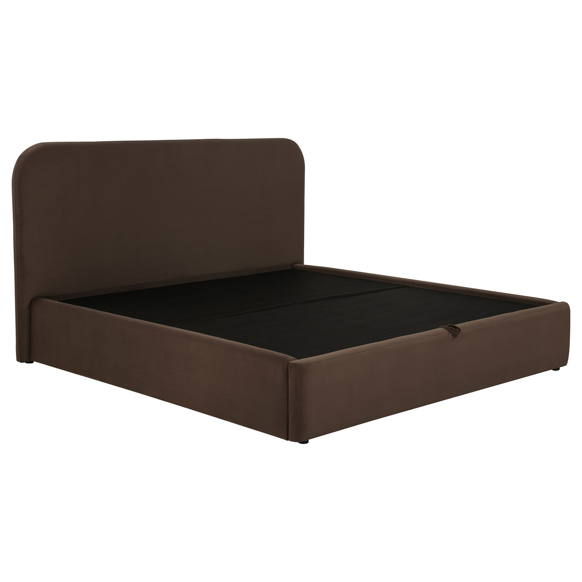 Anders chocolate upholstered lift-storage bed detail view 3