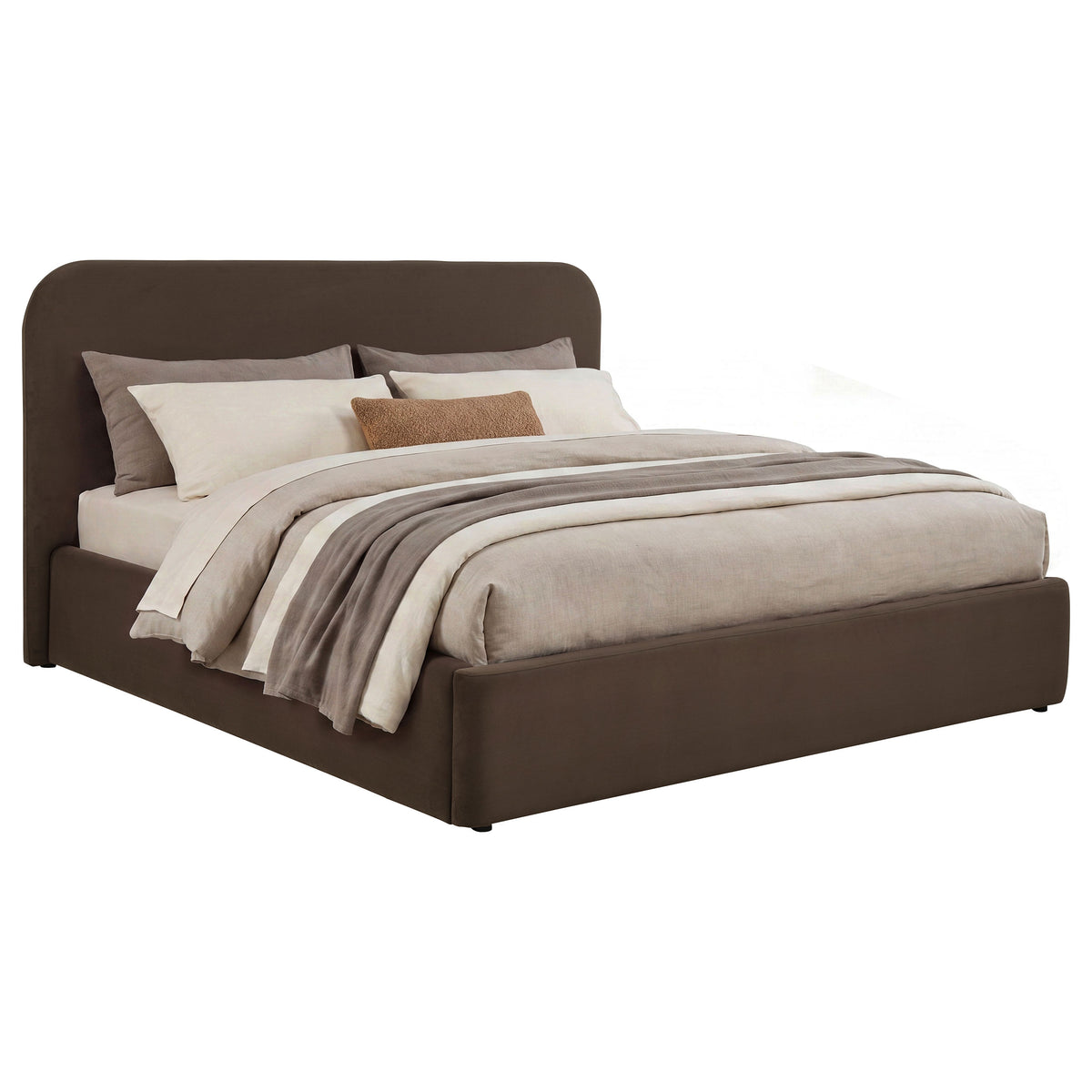 Anders chocolate upholstered lift-storage bed detail view 4