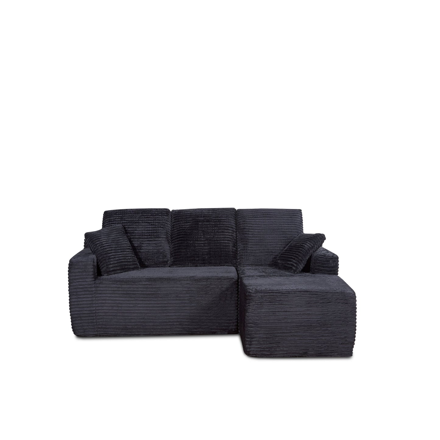 Black modular compressed sofa in modern living room