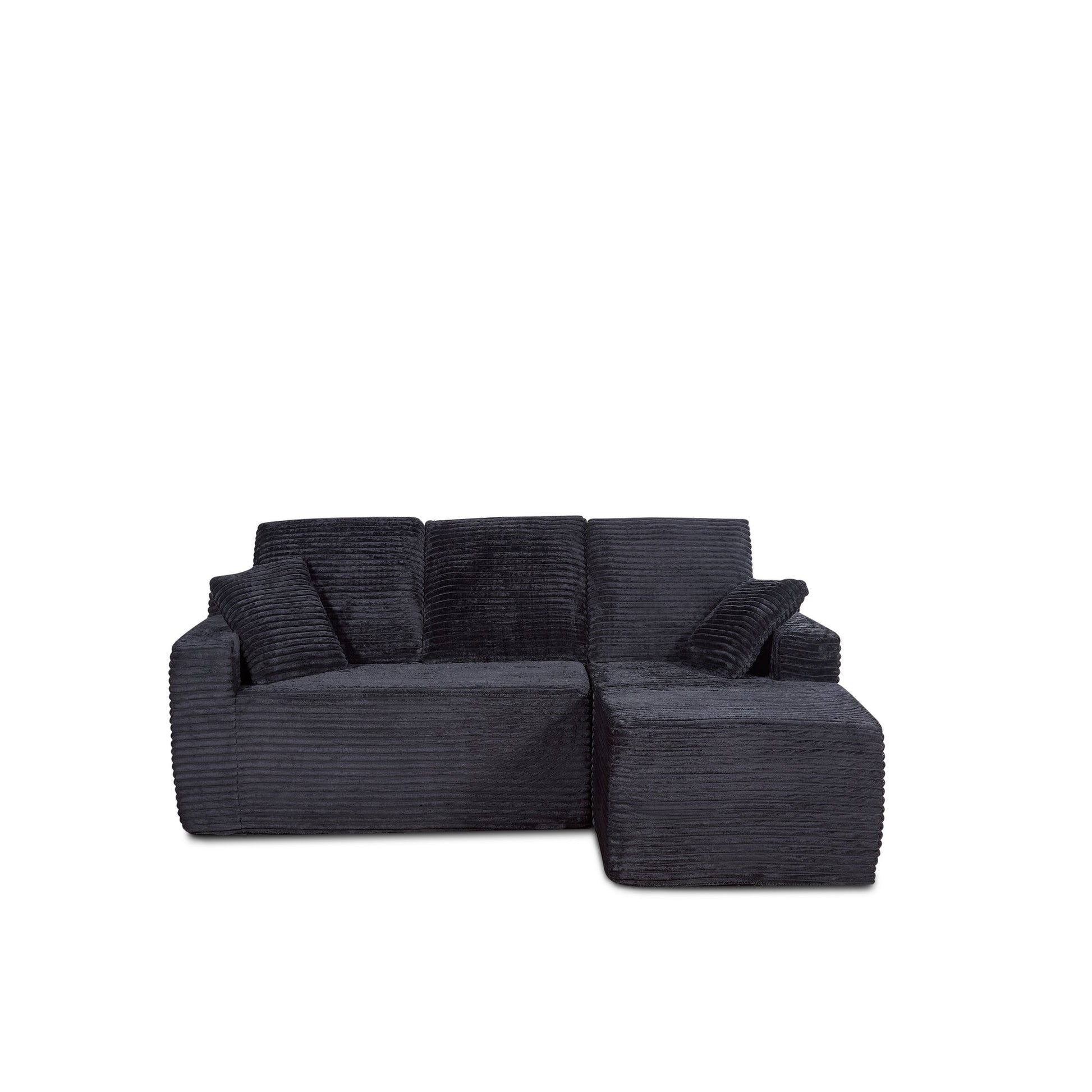 Black modular compressed sofa in modern living room