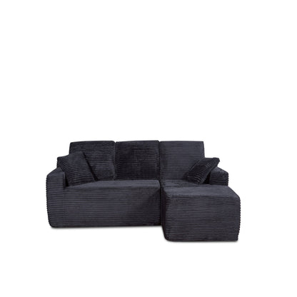 Black modular compressed sofa in modern living room