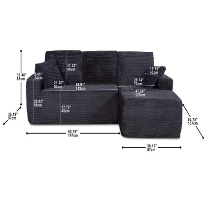 Black cloud sectional sofa full configuration