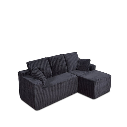 Black compressed sofa plush cushion and upholstery detail