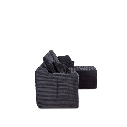 Black boneless sectional sofa deep-seat design