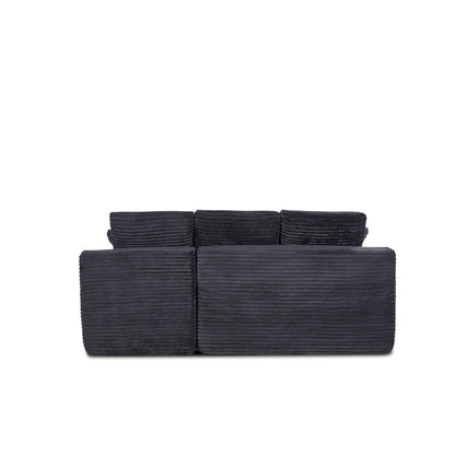 Black compressed sectional sofa side view