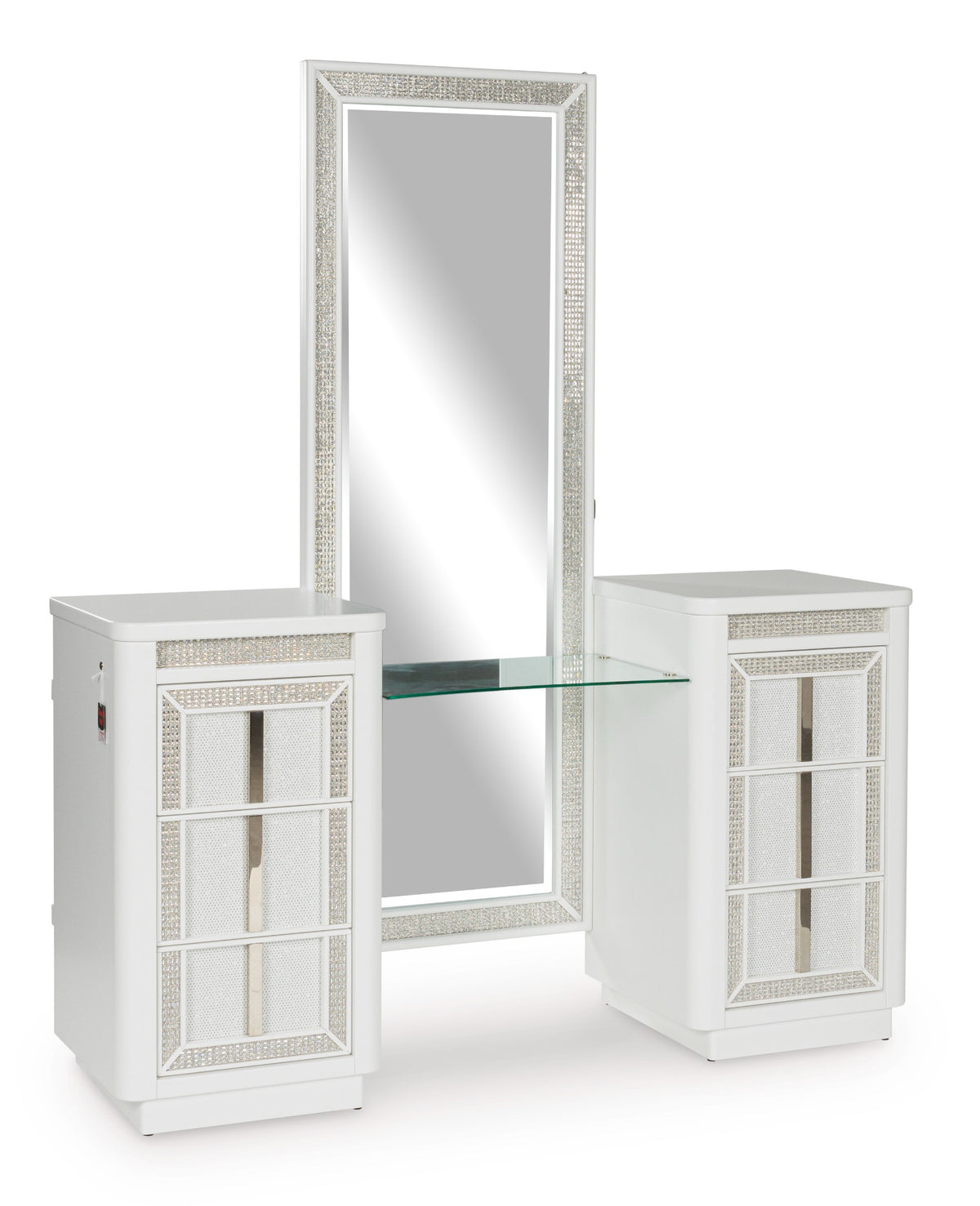 Chalanna vanity with mirror angled view, Ashley B822B7