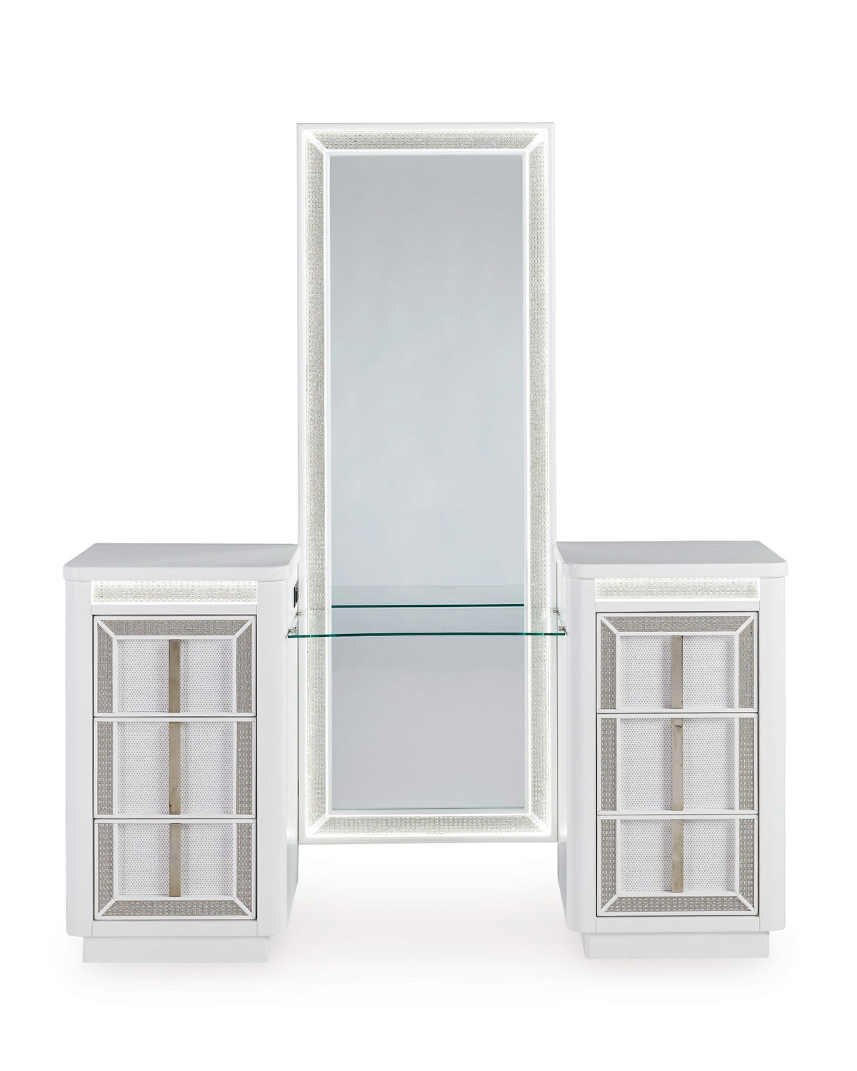 Chalanna vanity with mirror and LED lighting, Ashley B822B7