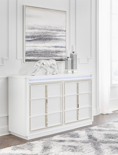 Chalanna six drawer dresser with LED lighting, Ashley B822-31