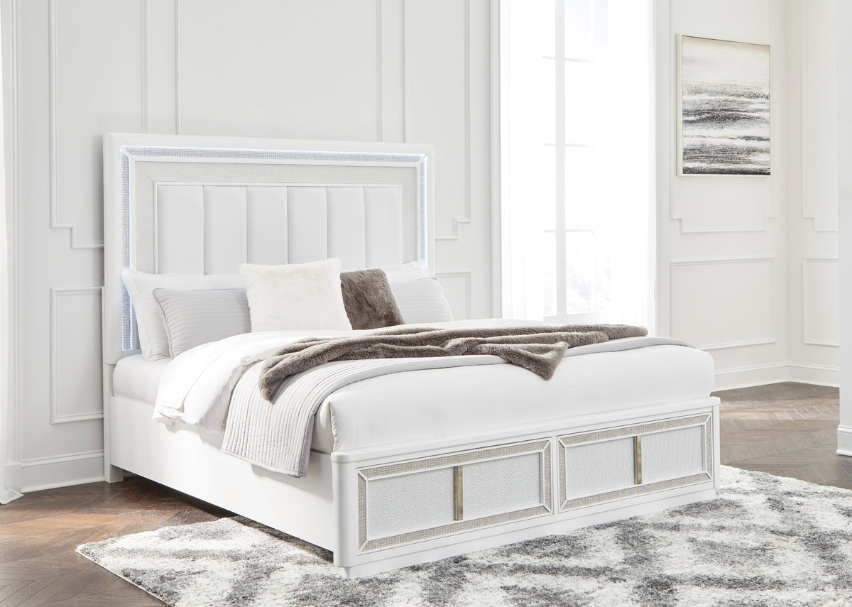 Chalanna upholstered storage bed with LED lighting, Ashley B822