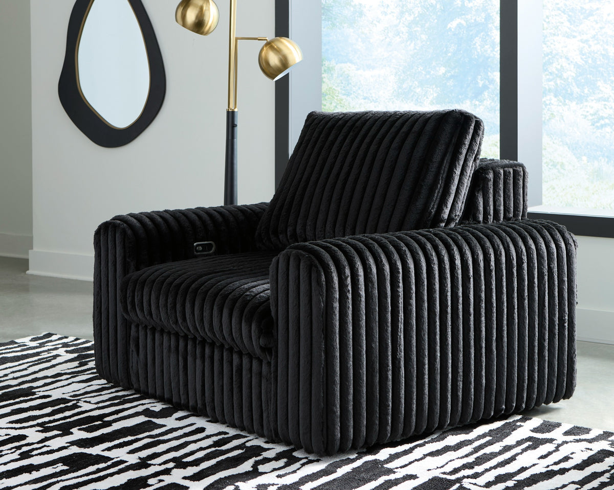 Chalmers power gliding chaise in Onyx - closed