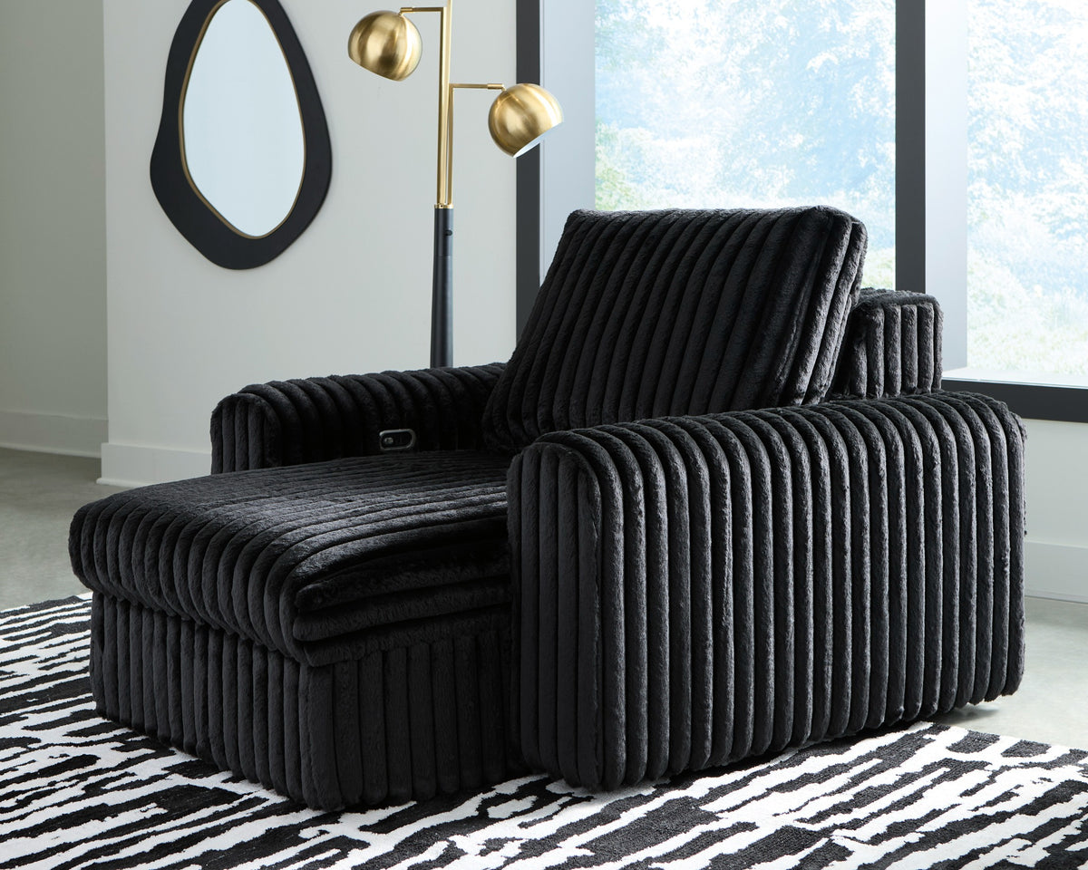 Chalmers power gliding chaise in Onyx - reclined