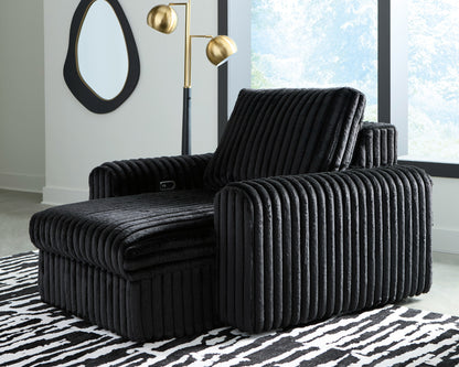 Chalmers power gliding chaise in Onyx - reclined