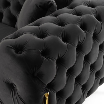 Clarice Transitional Black Velvet Sectional Sofa