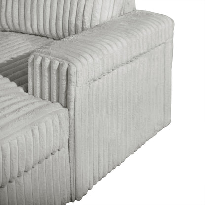 Silver Riverton corduroy sectional upholstery and arm detail