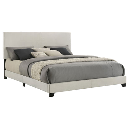 Dorian cream fabric upholstered king panel bed