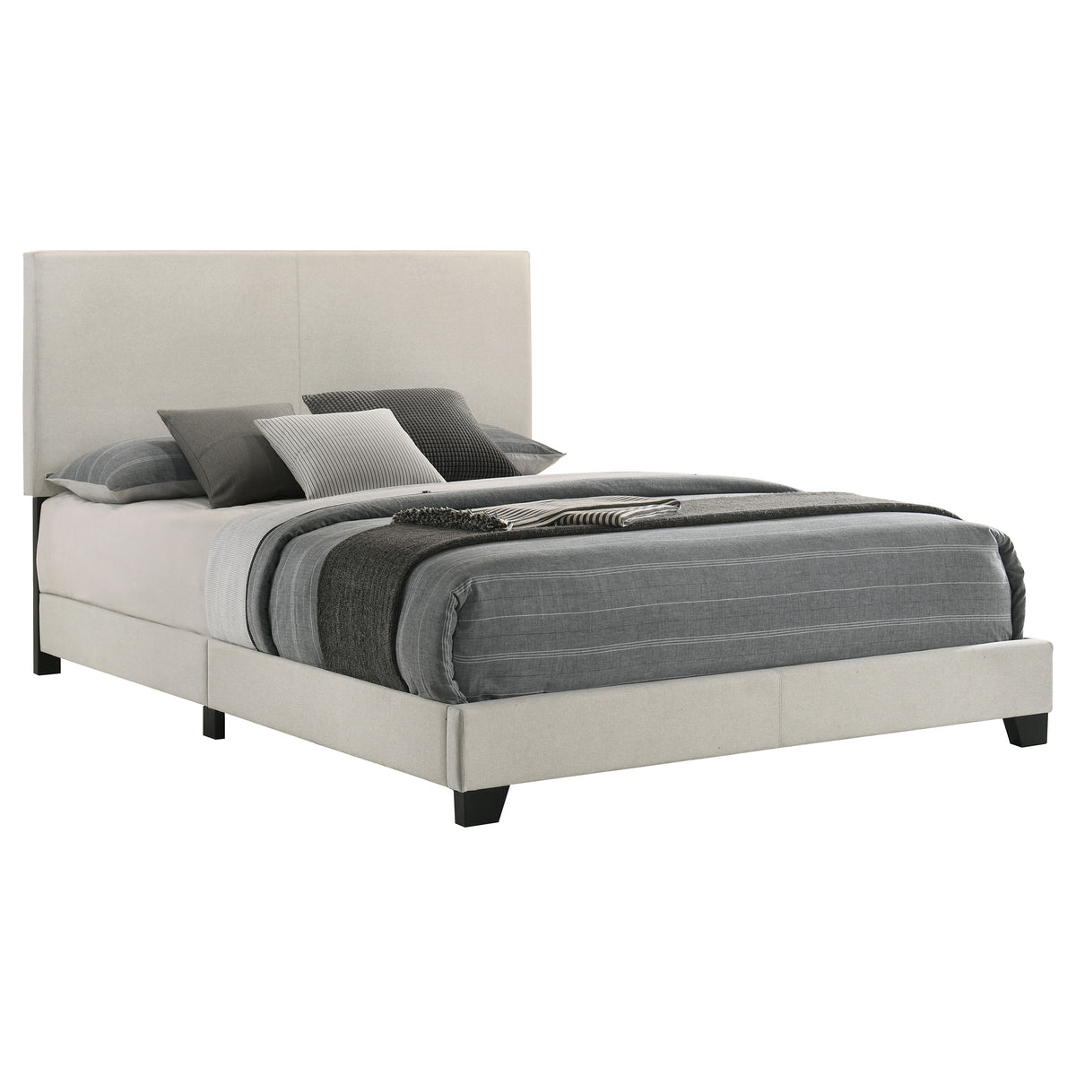 Dorian cream fabric upholstered queen panel bed