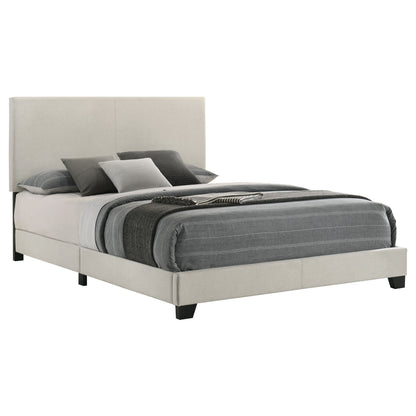 Dorian cream fabric upholstered queen panel bed