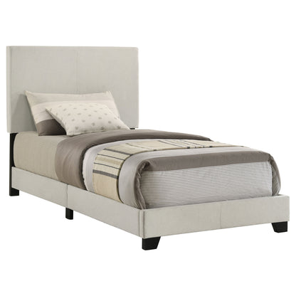 Dorian cream fabric upholstered twin panel bed