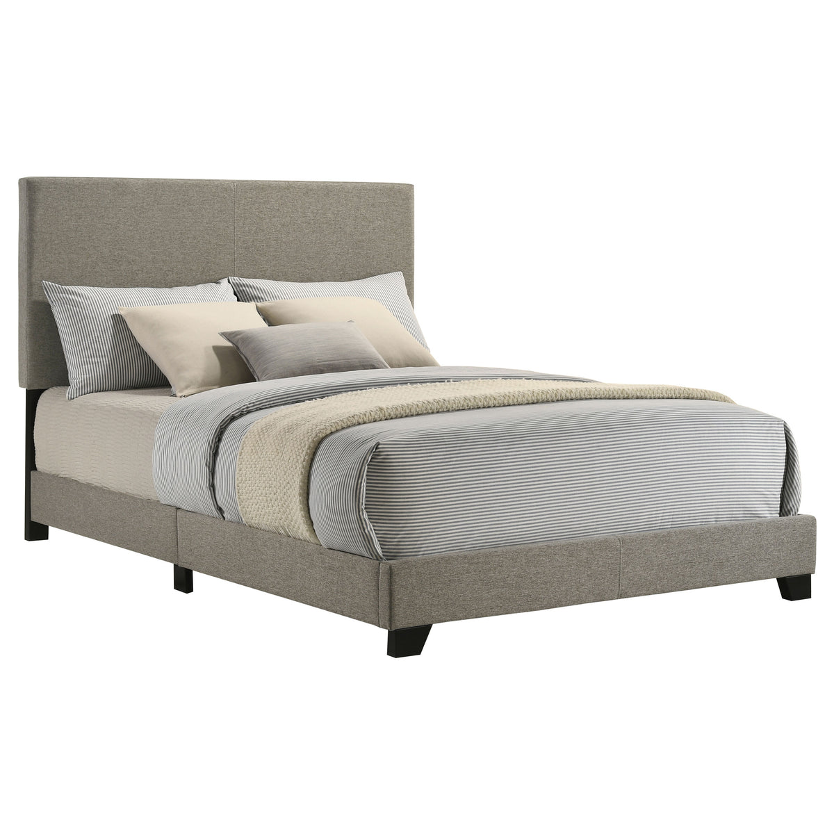 Dorian taupe fabric upholstered full panel bed