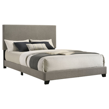 Dorian taupe fabric upholstered queen panel bed