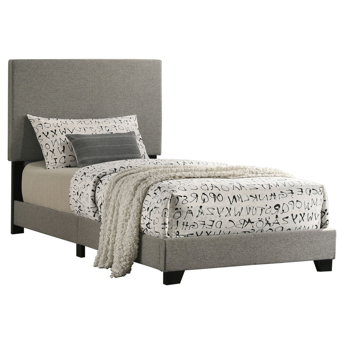 Dorian taupe fabric upholstered twin panel bed