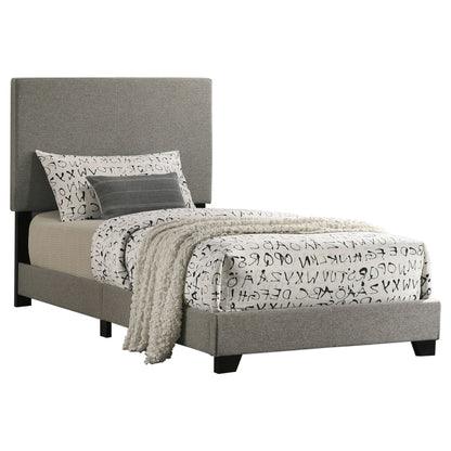 Dorian taupe fabric upholstered twin panel bed