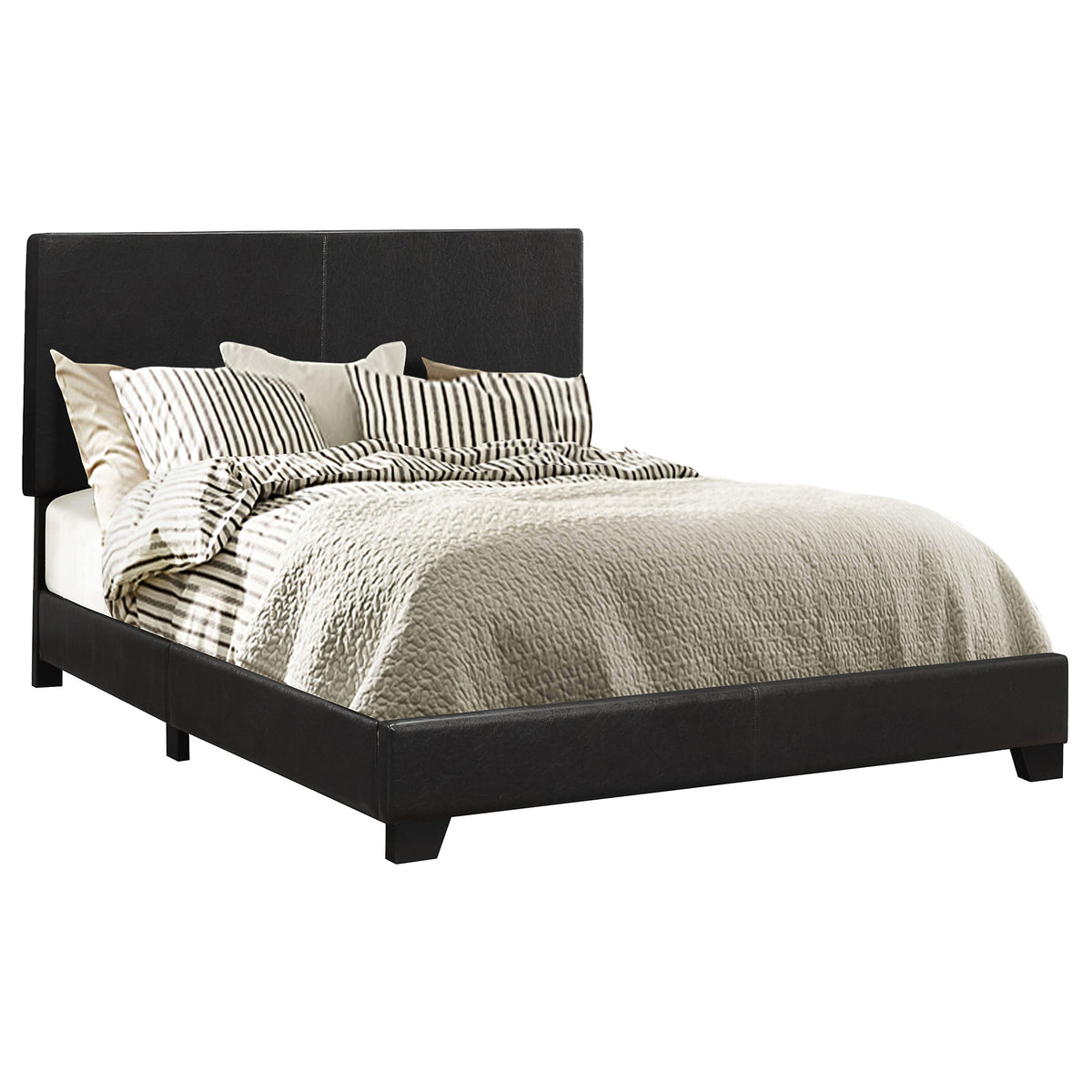Dorian black faux leather upholstered full panel bed
