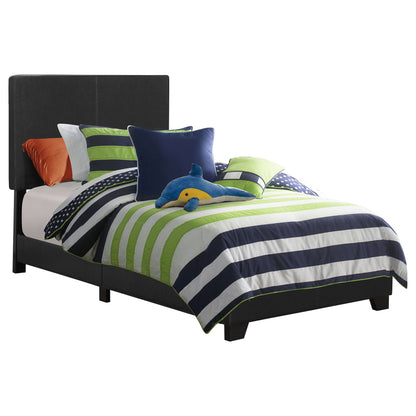 Dorian black faux leather upholstered twin panel bed