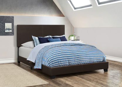 Dorian brown faux leather upholstered full panel bed, alternate view